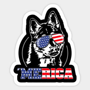 Siberian Husky American Flag Merica patriotic dog Sticker